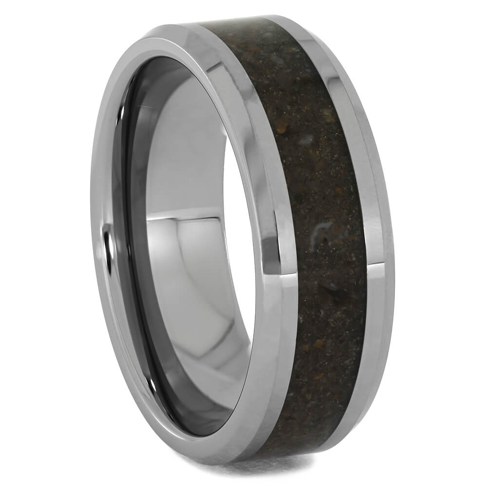 Dinosaur Bone and Tungsten Wedding Bands