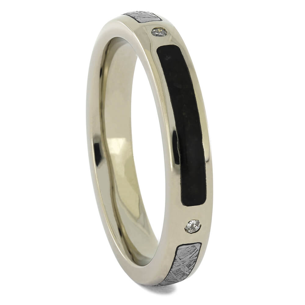 Meteorite and Dinosaur Bone Wedding Band