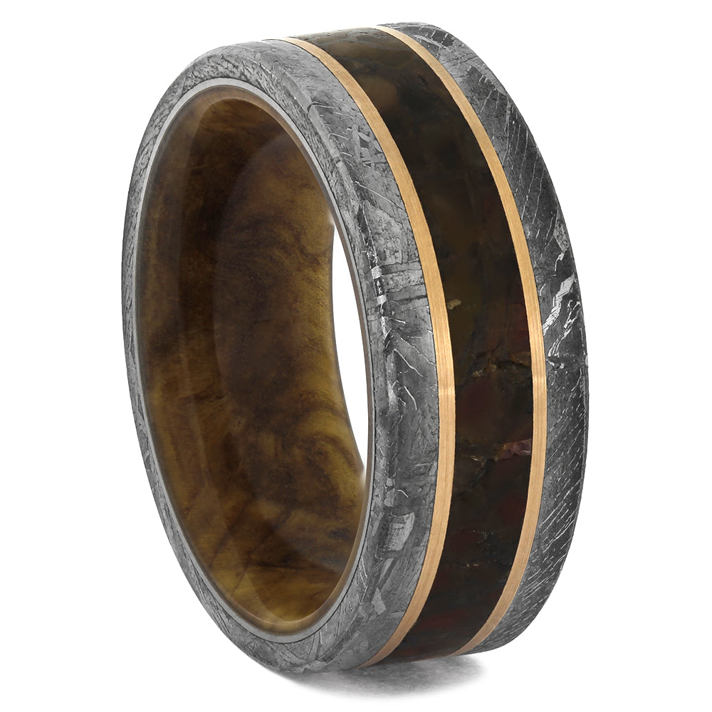 Meteorite and Dinosaur Bone Wedding Bands