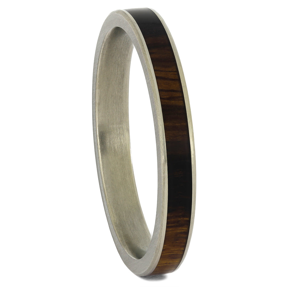 White Gold and Wood Wedding Bands