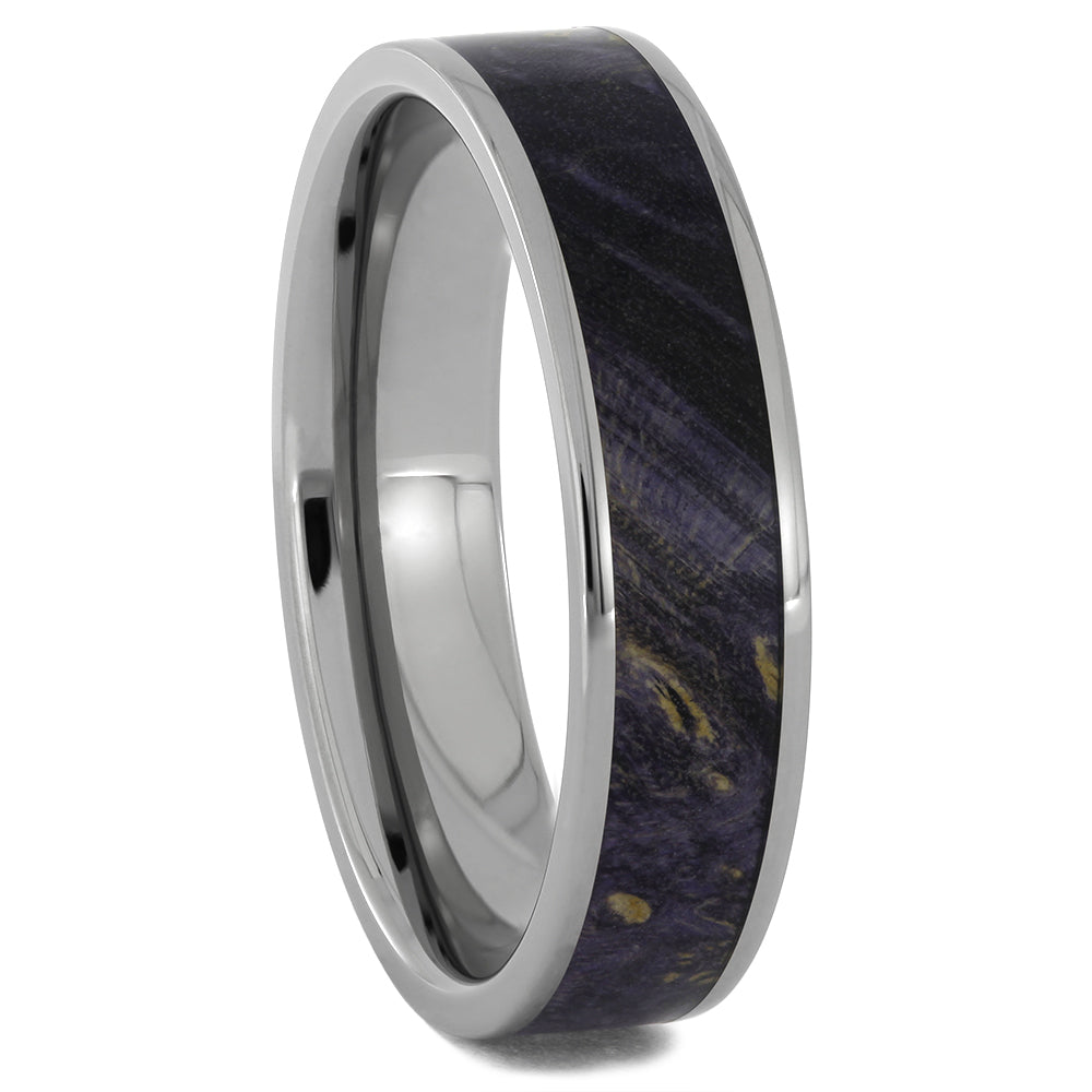 Titanium and Purple Wood Wedding Bands