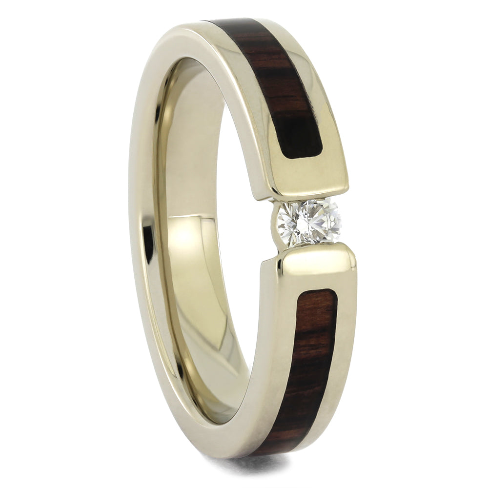 White Gold and Wood Engagement Rings