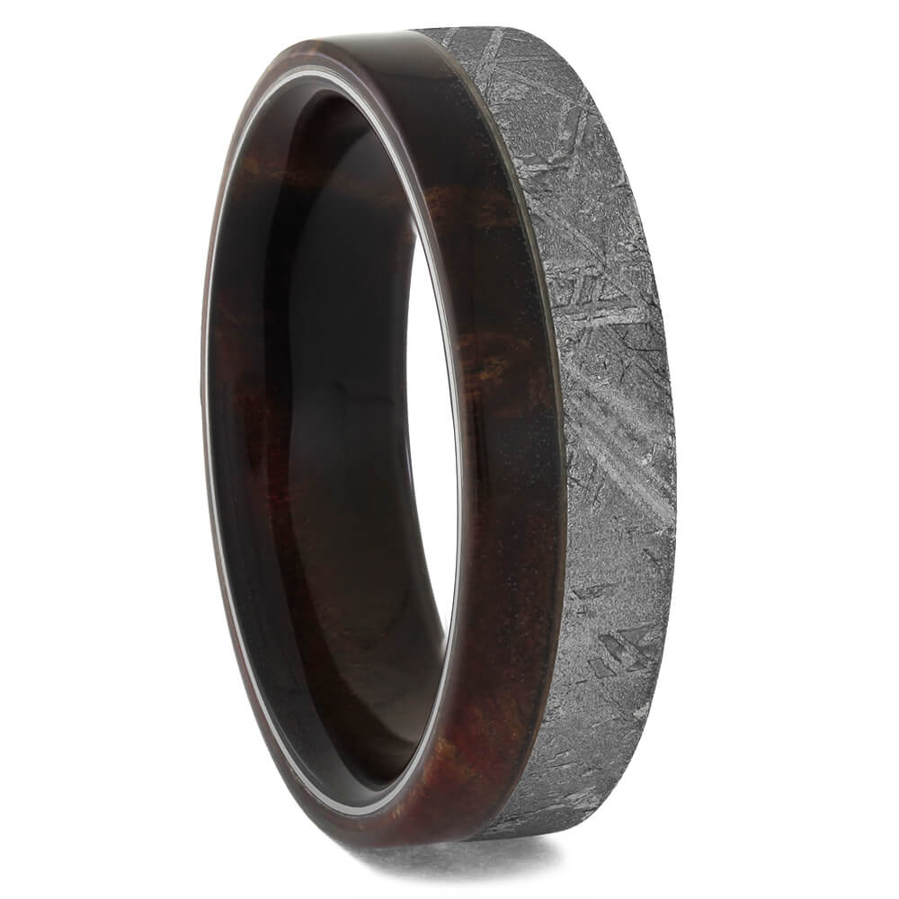 Meteorite and Wood Wedding Bands