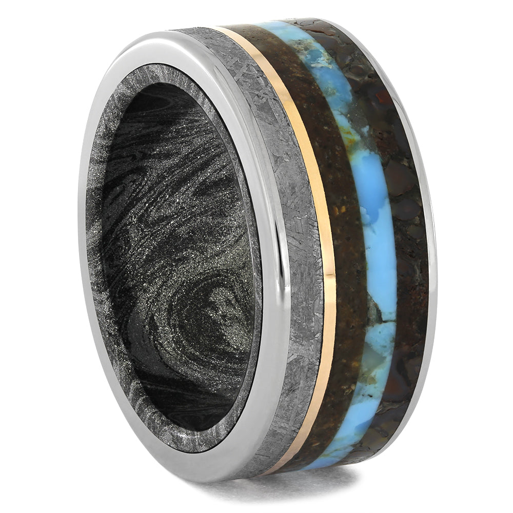 Unique Men's Wedding Band with Meteorite