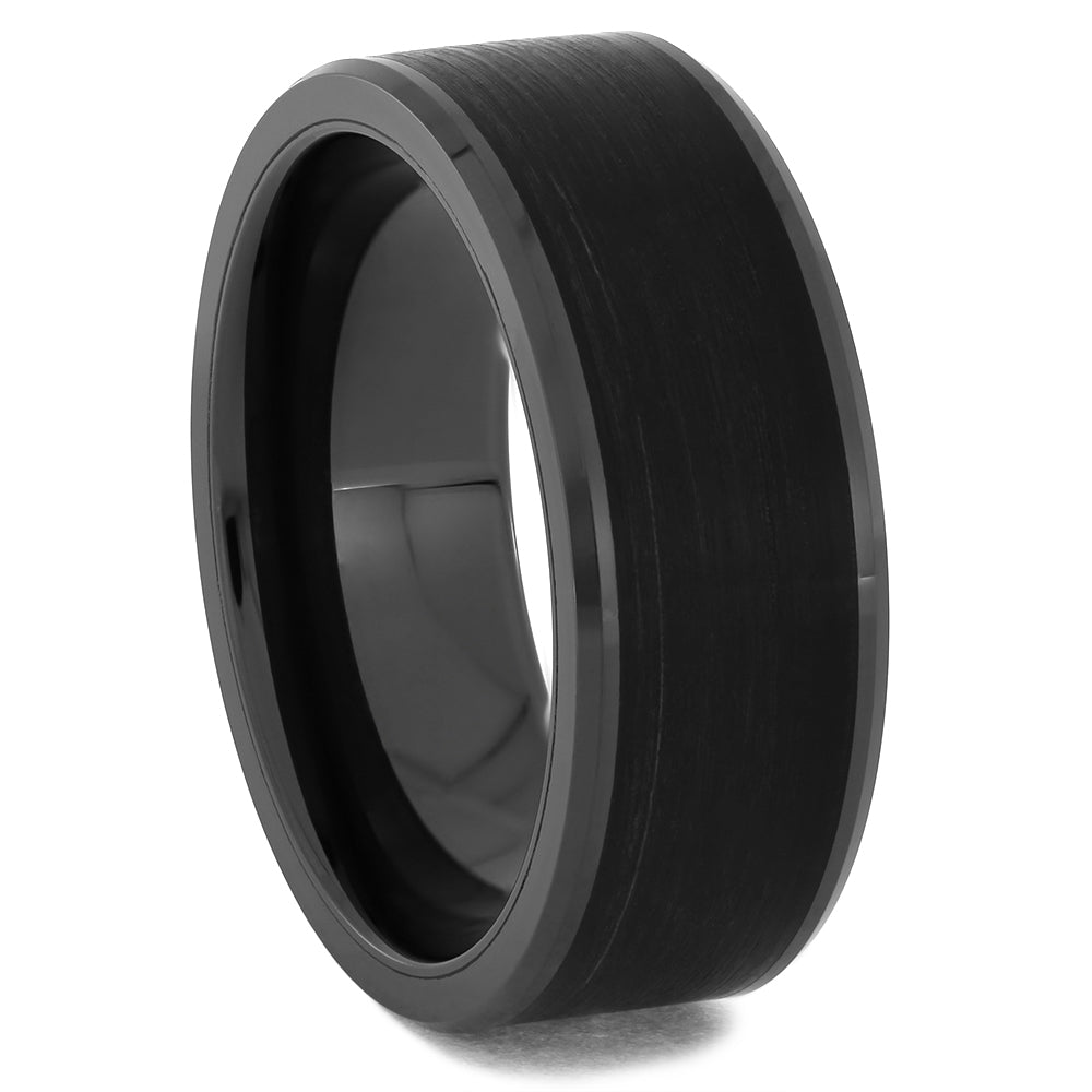 Black Ceramic and Vinyl Wedding Bands