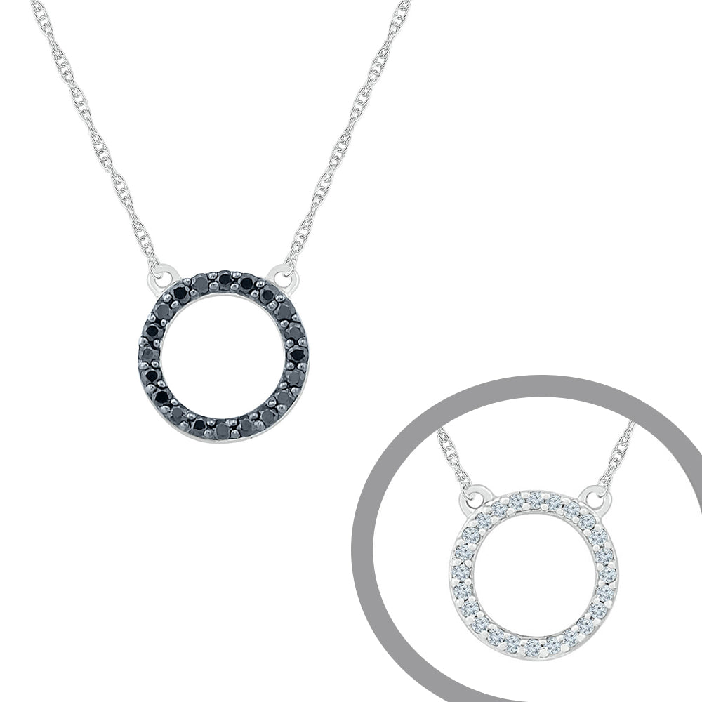 Reversible Diamond Circle Necklace, Silver or White Gold-SHNW203014 - Jewelry by Johan