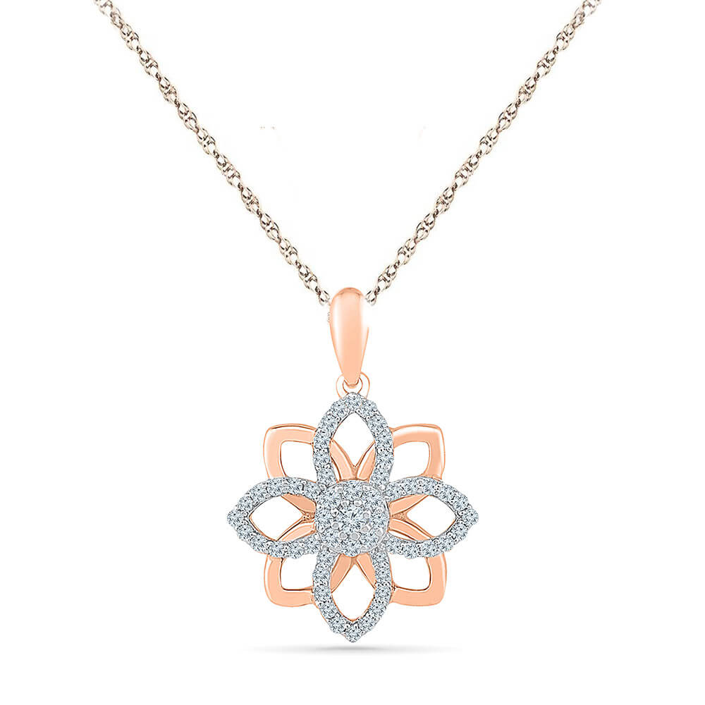 Flower Pendant Necklace with Diamond Accents - Jewelry by Johan