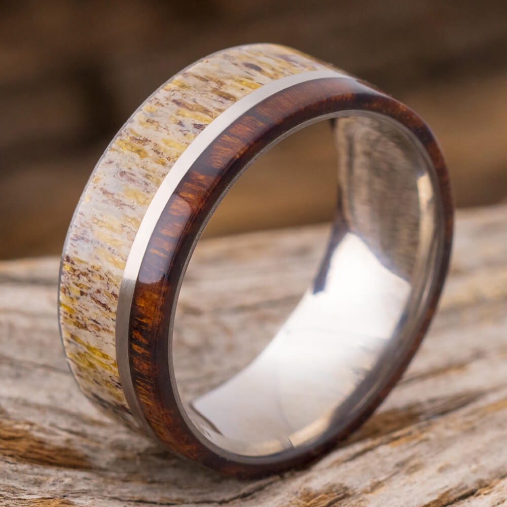 Ironwood & Antler Titanium Wedding Band, In Stock-SIG3006 - Jewelry by Johan