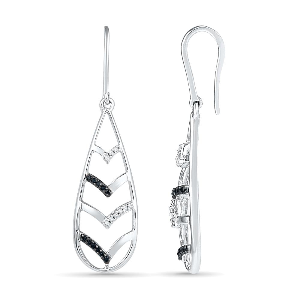 Black & White Diamond Teardrop Earrings-SHEF074655 - Jewelry by Johan
