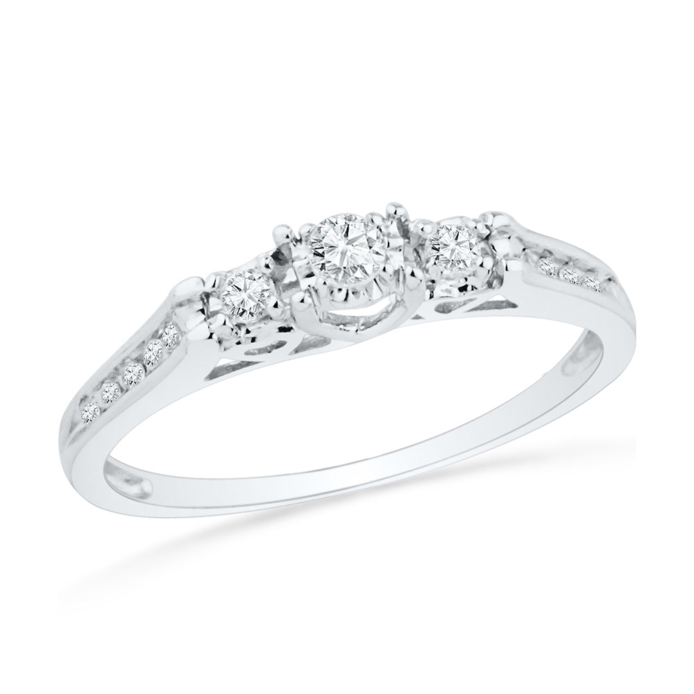 Three Stone Engagement Ring in Sterling Silver-SHRP013774-SS - Jewelry by Johan