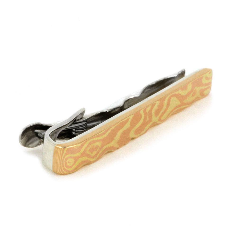 Sterling Silver Tie Clip with Copper Brass Mokume Gane