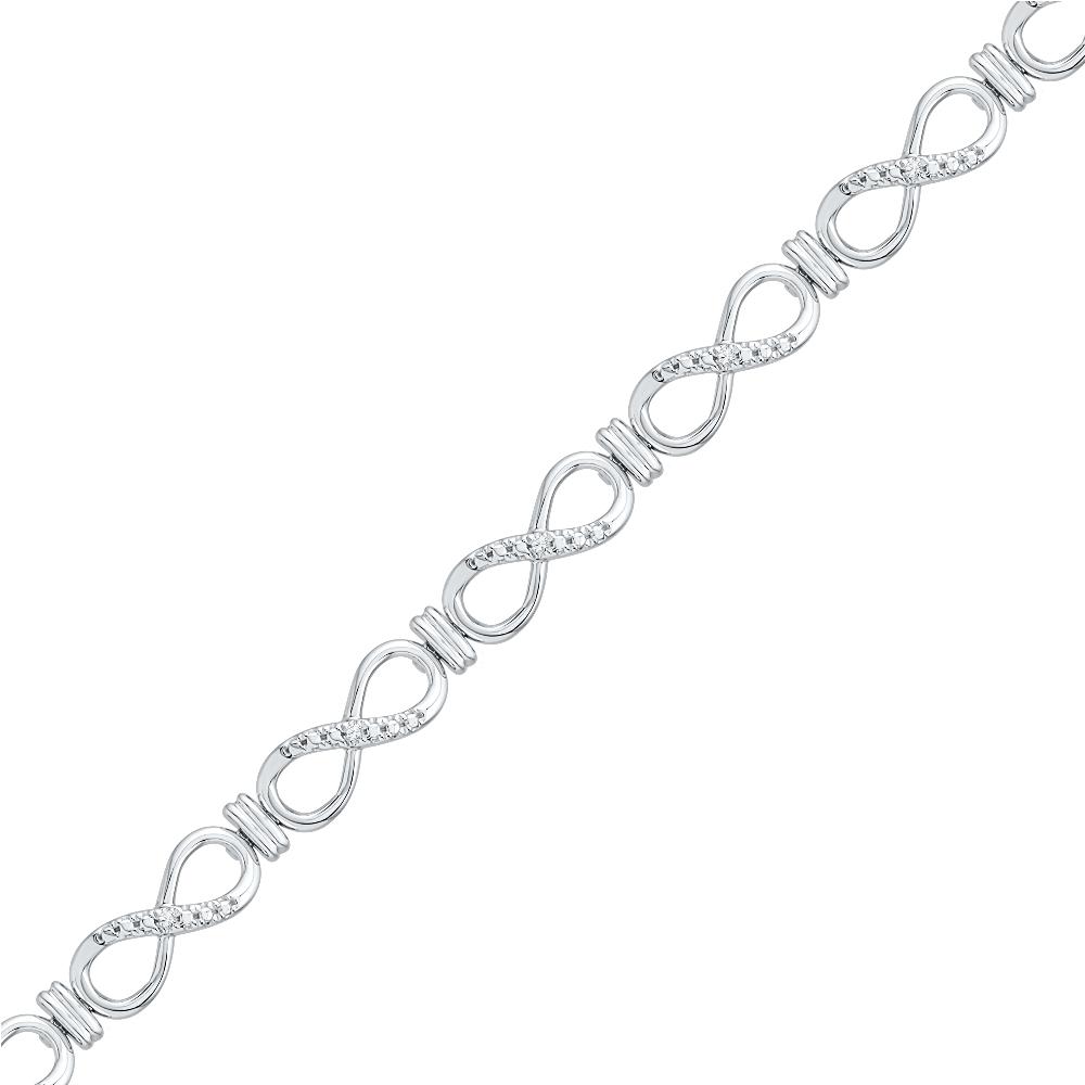 Diamond Infinity Symbol Bracelet, Silver or White Gold-SHBF073971AAW - Jewelry by Johan