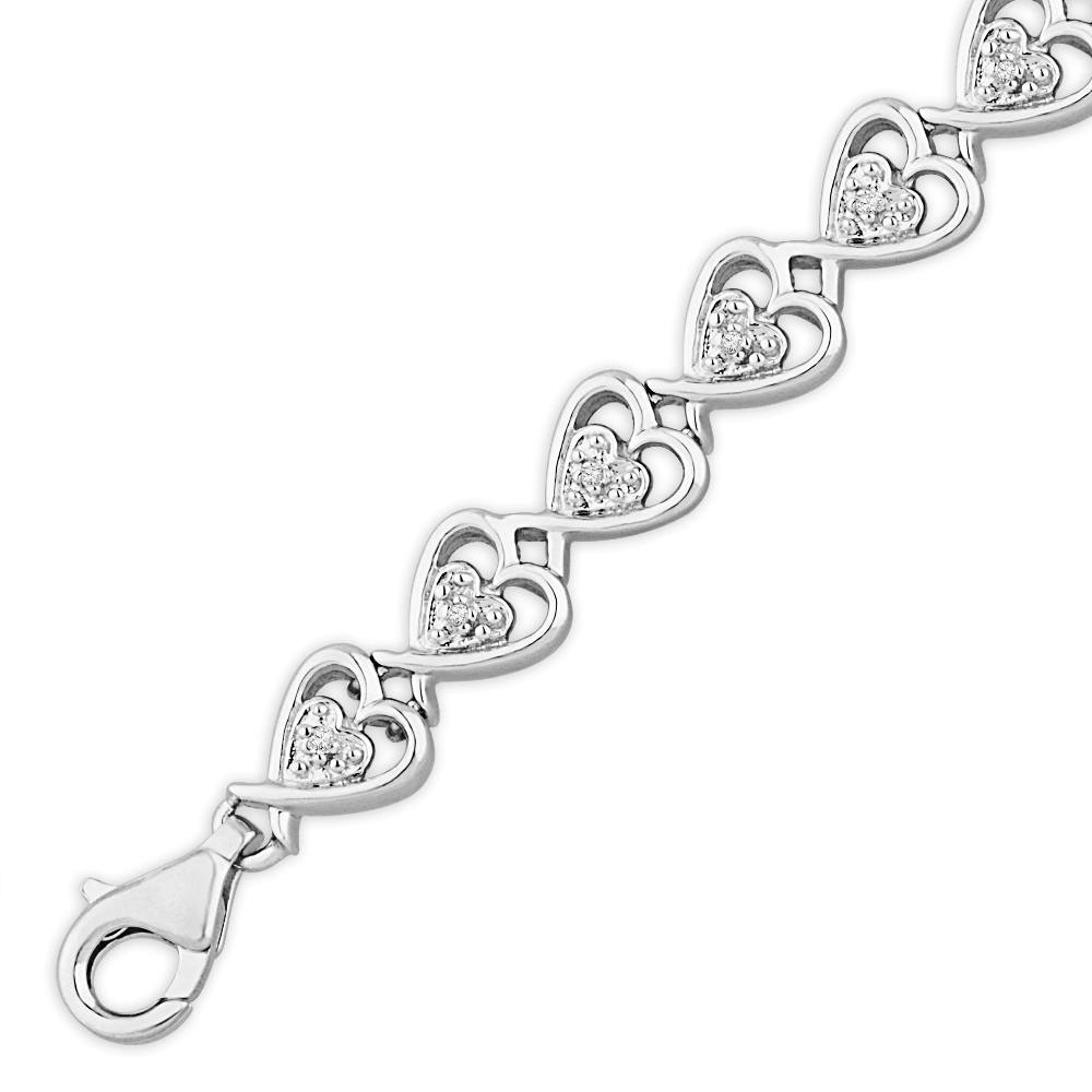 Interlocking Diamond Heart Bracelet, Sterling Silver or Gold-SHBF070823AAW - Jewelry by Johan