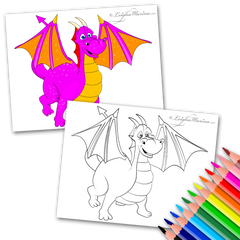 Pink Dragon Coloring Page