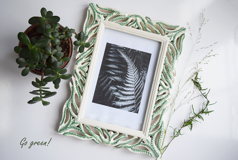 Fern hand painted carved picture frame