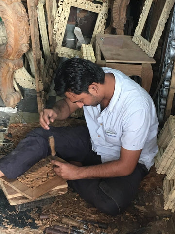 Our wood crafter Salman (featured) works out of a workshop in Mumbai, but hails from Saharanpur.