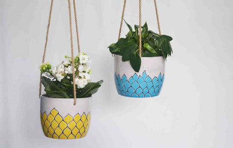 Painted hanging planters