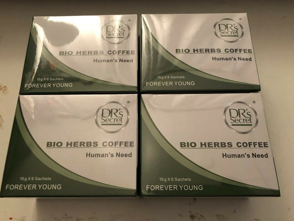 4 Boxes DR'S SECRET COFFEE BIO HERBS COFFEE (1BOX - 15G - 6 SACHETS