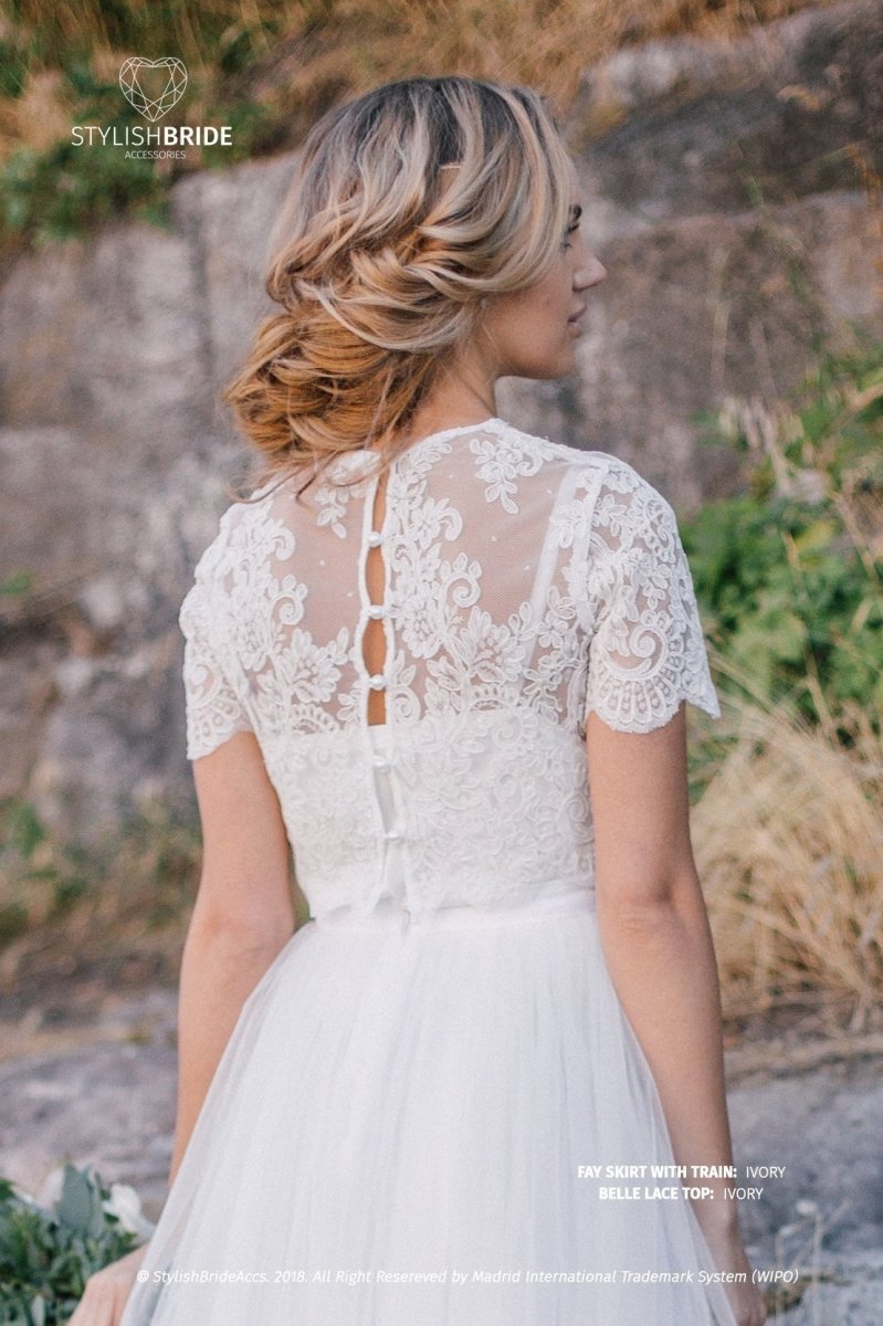 white lace crop top wedding