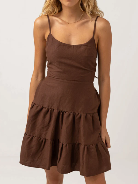 毎日続々入荷 ハーリップトゥ Back Ribbon Tiered Linen Dress setonda.com