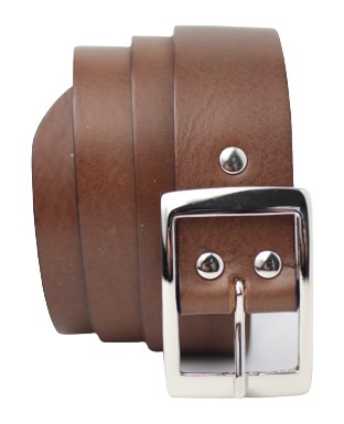 brown belt with silver buckle