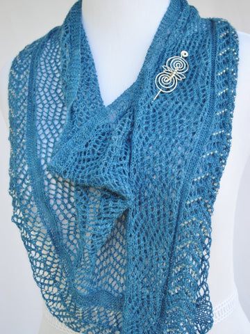 Beadazzled Knit Shawl with Dragonfly Pin