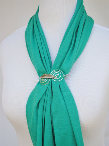 Woven Scarf with Feather Shawl Pin 1