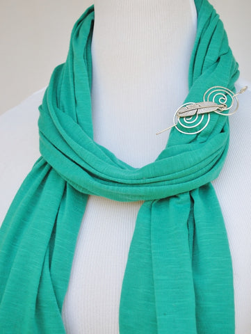 Woven Scarf with Feather Shawl Pin 3