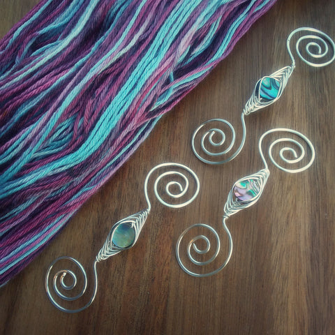 Abalone shawl pins at Wisconsin Sheep & Wool Festival 2018