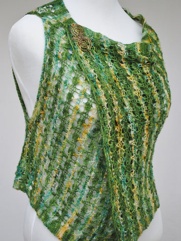 Suavest Hues Knit Vest with Bronze Butterfly Shawl Pin 1