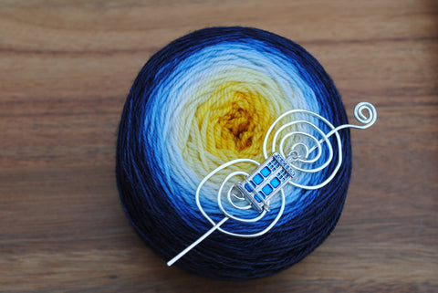 Fiber Optic Dr. Who Unified Gradient Cake & Shawl Pin Pairing