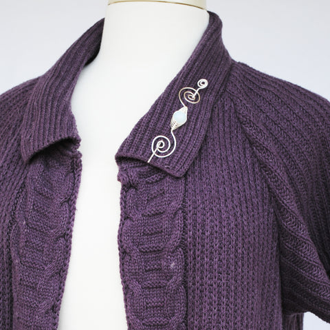 Cardigan with Opal Pin 1