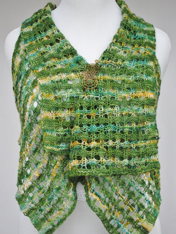 Suavest Hues Knit Vest with Bronze Butterfly Shawl Pin 2