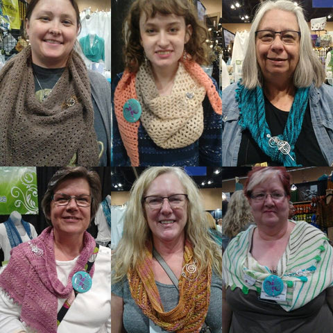 Shawl pin wearing customers at stitches midwest 2017