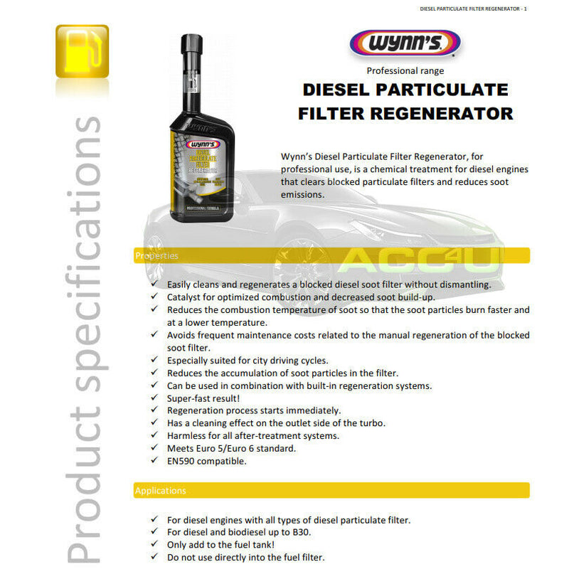 WYNN'S Diesel particulate filter regenerator professional formula chemical treat 