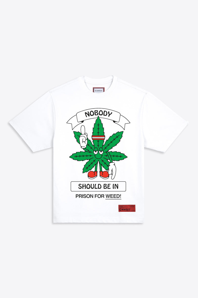 Should Be in Prison Weed T-Shirt (White) – CHNGE