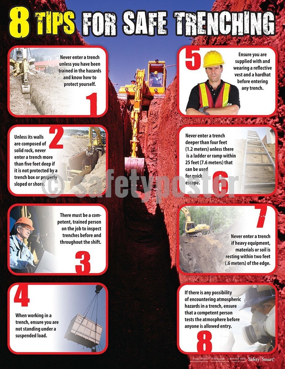 8 Tips For Safe Trenching - Safety Poster