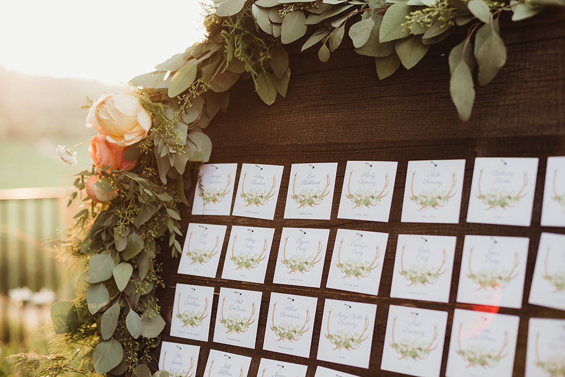 Antler and Greenery Escort Card Display