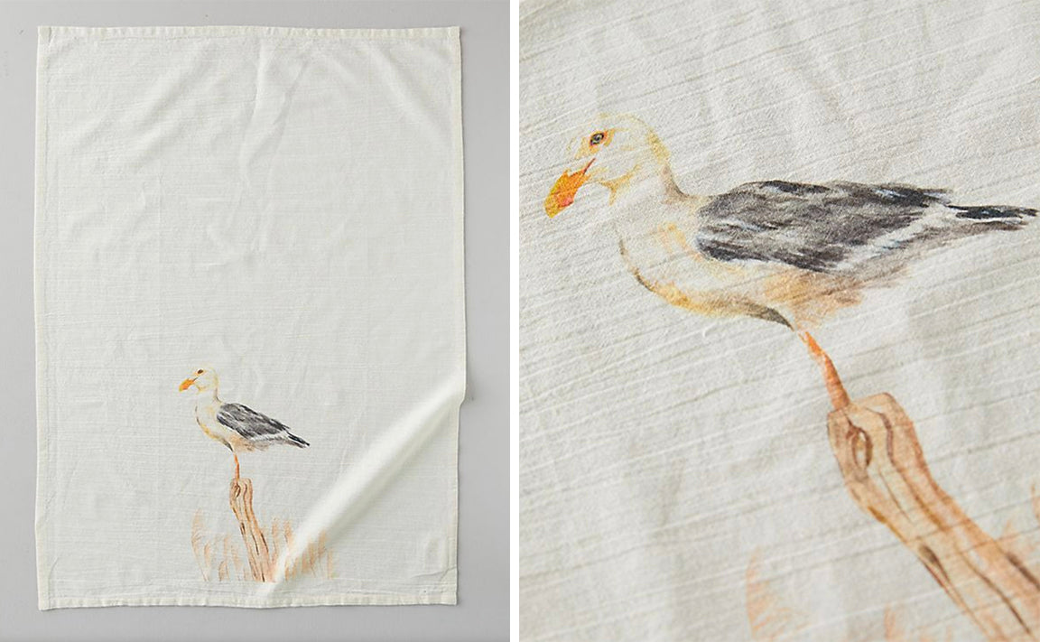 Watercolor Seagull Tea Towel for Anthropologie