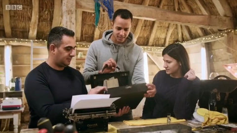 William Kirk & Walid and Joujou while restoring the Corona 3 typewriter case.