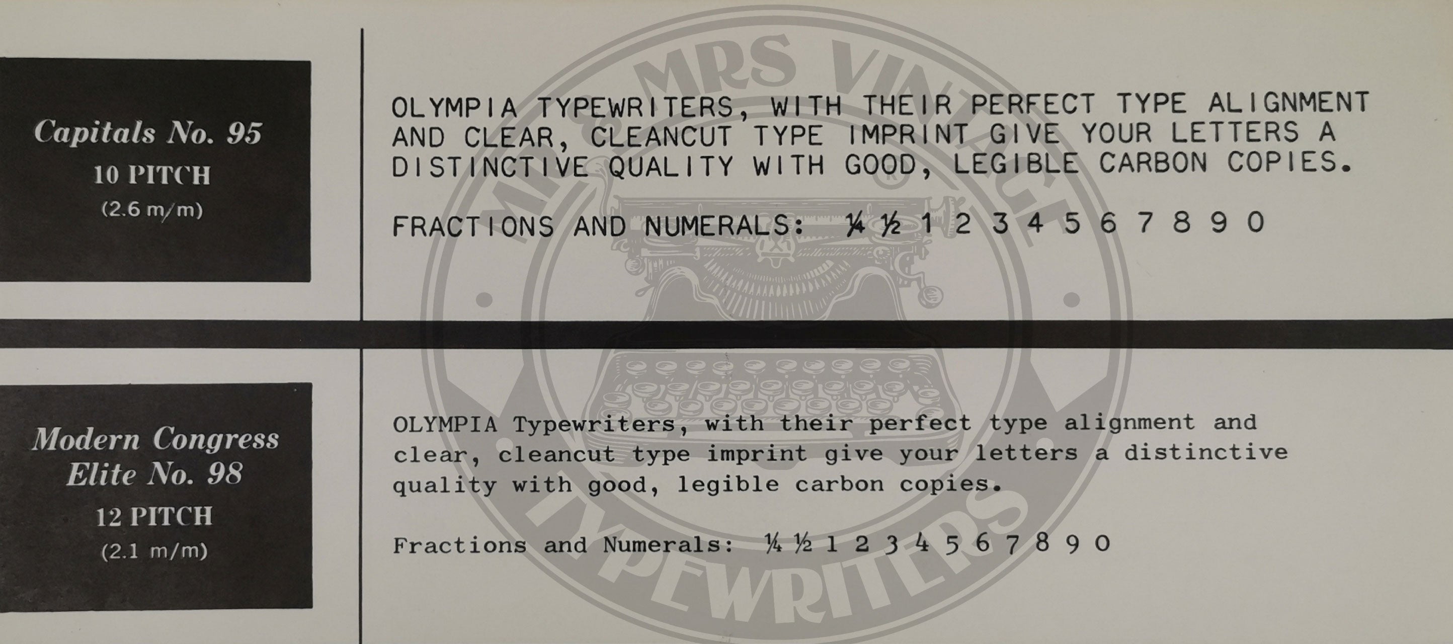 Olympia typewriter fonts and cursive typefaces