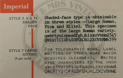 Rare typefaces on imperial good companion typewriter