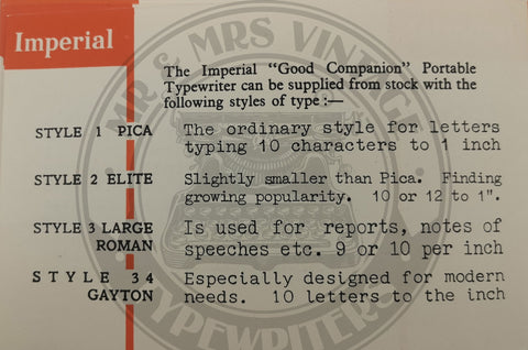 Imperial typewriter typefaces