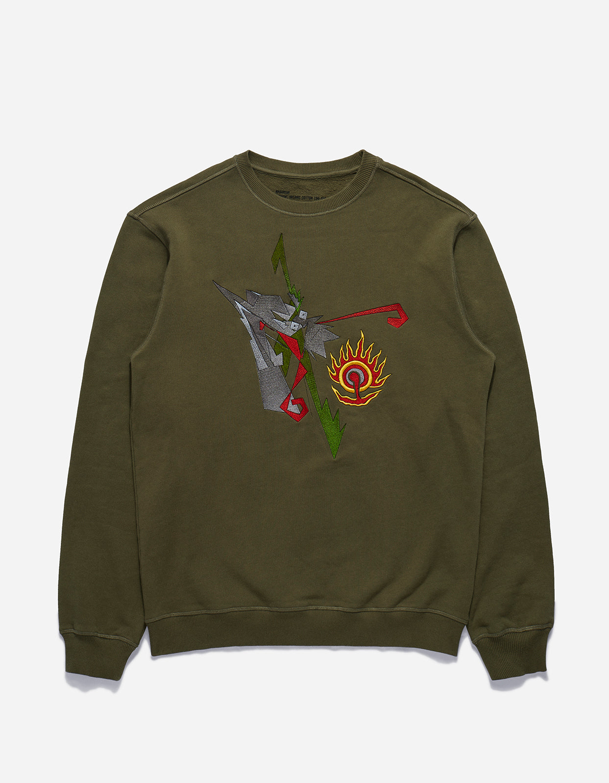 Cubist Dragon Embroidered Crew Sweat Olive OG-107F - Maharishi