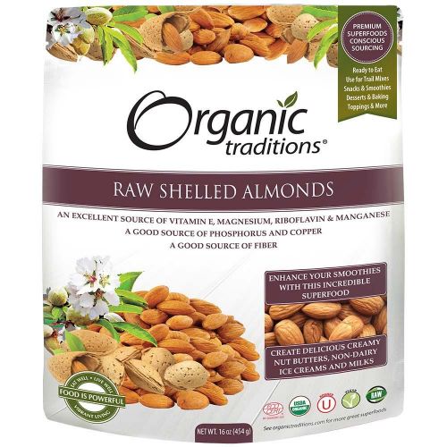 ORGANIC TRADITIONS RAW SHELL ALMONDS 454G
