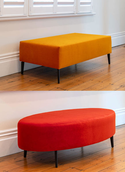 Bright orange velvet ottoman furniture