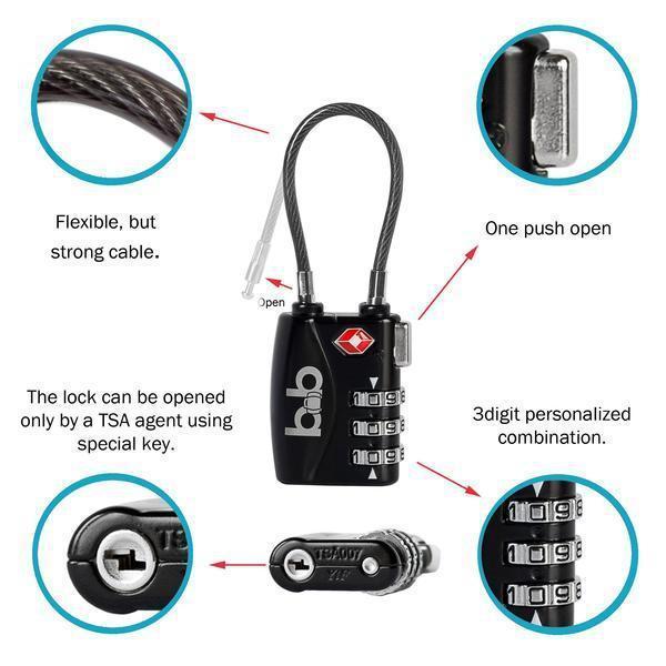 tsa cable luggage lock