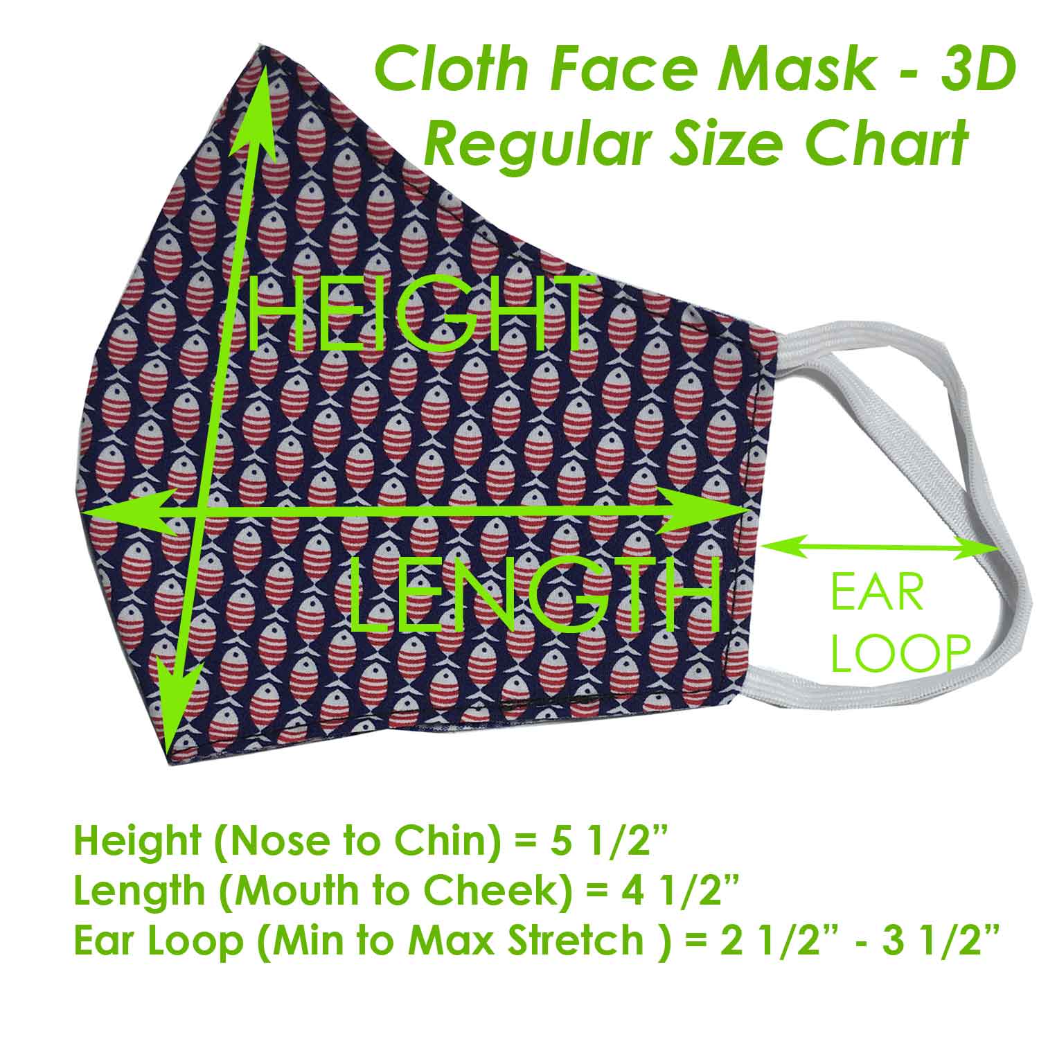 Handmade Cloth / Cotton Face Masks - 3D Medium - 304-306