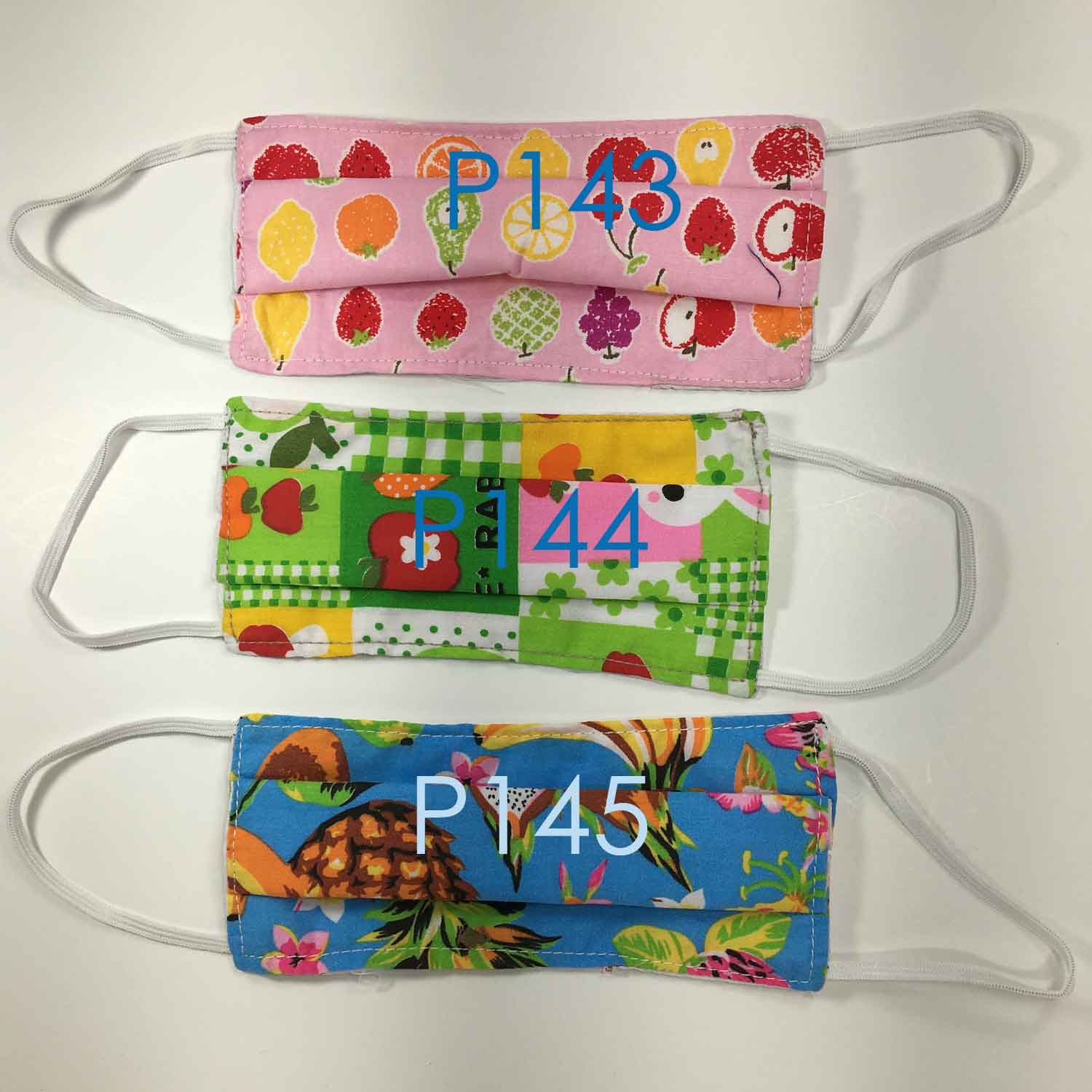 Handmade SMALL KIDS Cloth Face Masks - Pleated - P143-P145