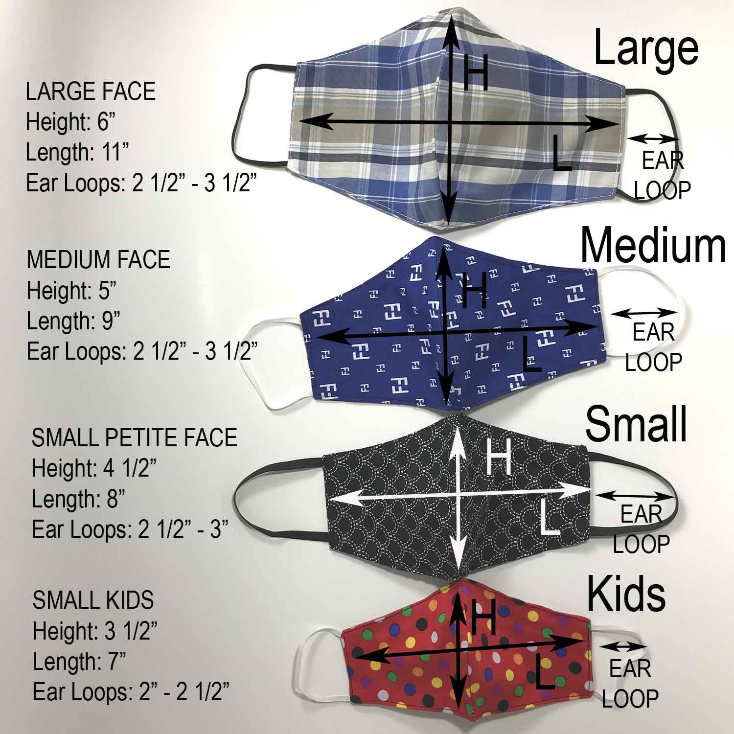Handmade Cloth / Cotton Face Masks - 3D Medium - 116-118